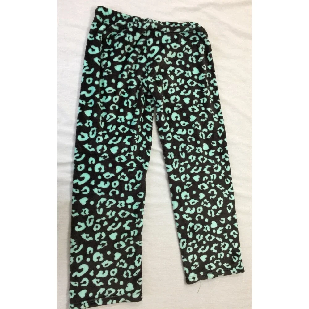 ITS JUST A KISS GOODNIGHT WOMENS FLEECE SLEEPWEAR PANTS SIZE L